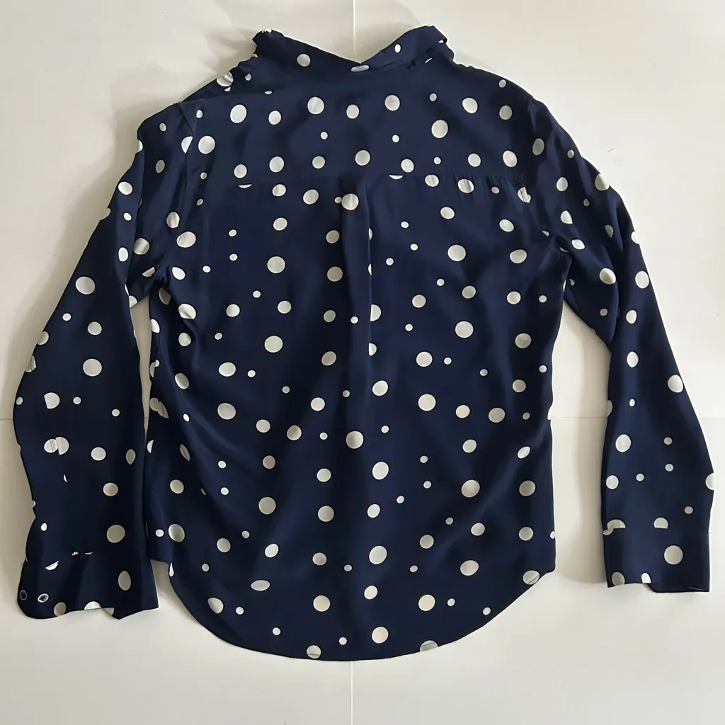 Equipment Navy and White Polka Dot Button Down Shirt - Image 2