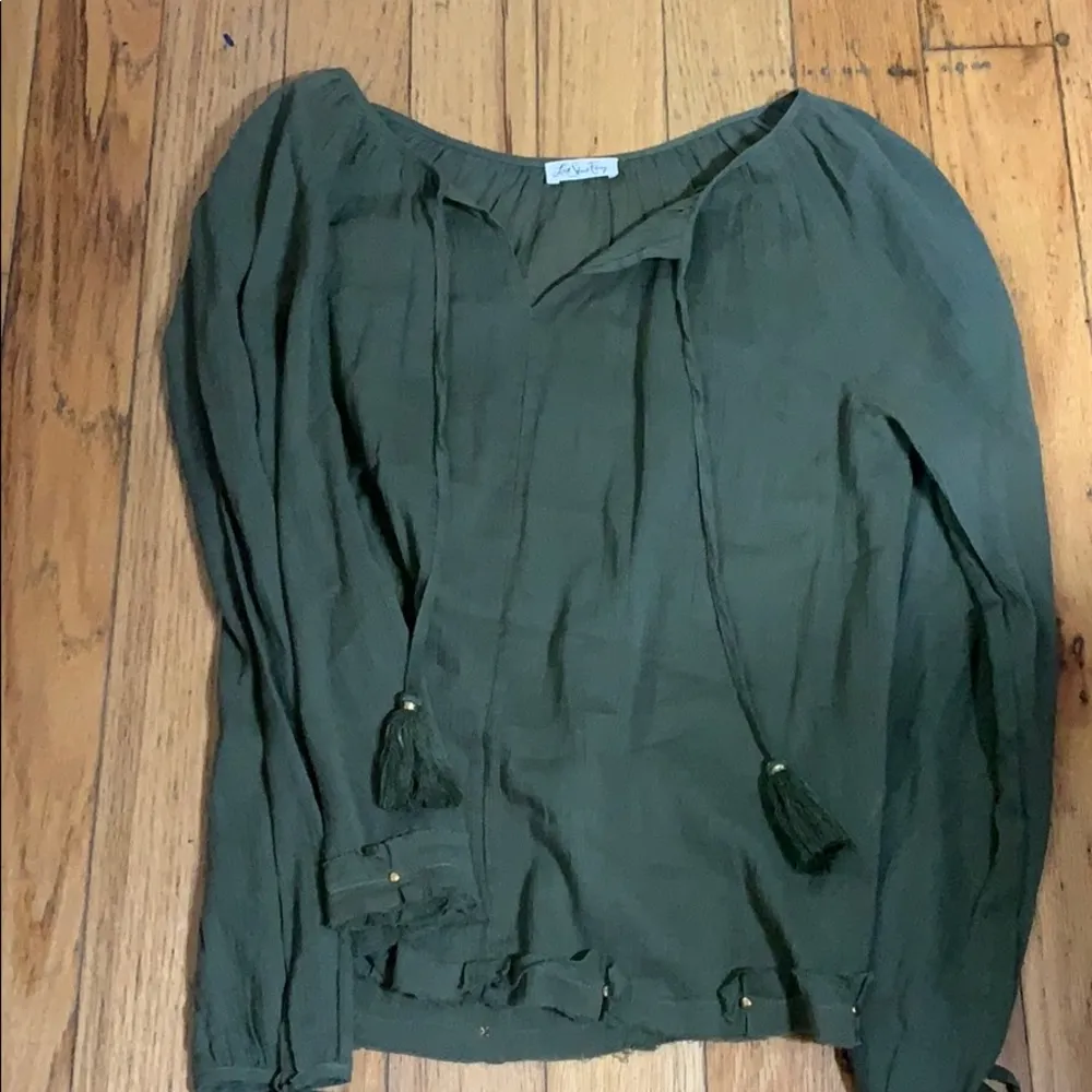 NWOT LoveShackFancy Green Peasant Blouse - Image 2