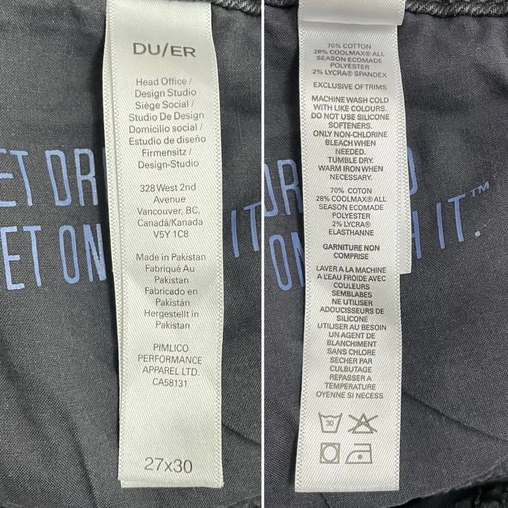 DU/ER DUER Performance Denim Straight Mid Jeans Aged Black Distressed Size 27 - Image 8