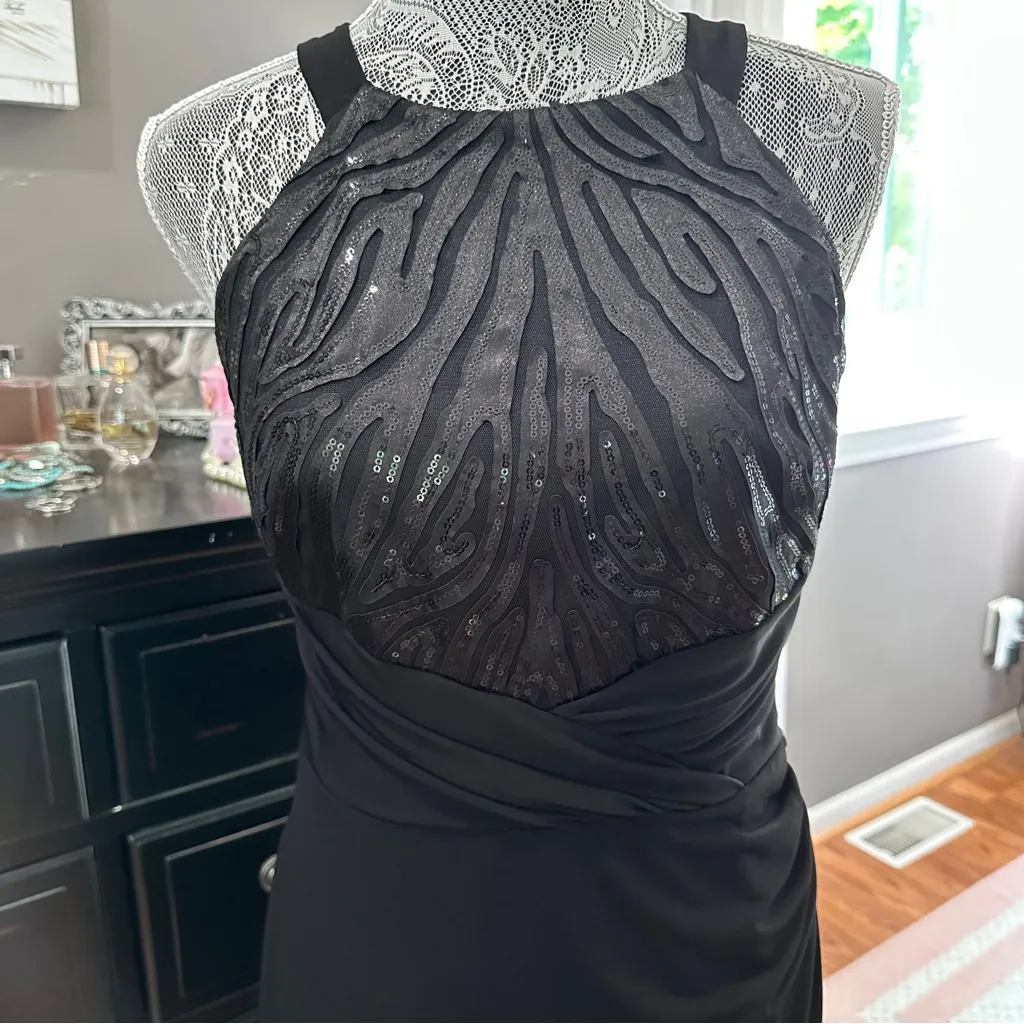 David Meister Black Sequin Bodice Cocktail Sheath Dress Size 6 (EUC) - Image 3