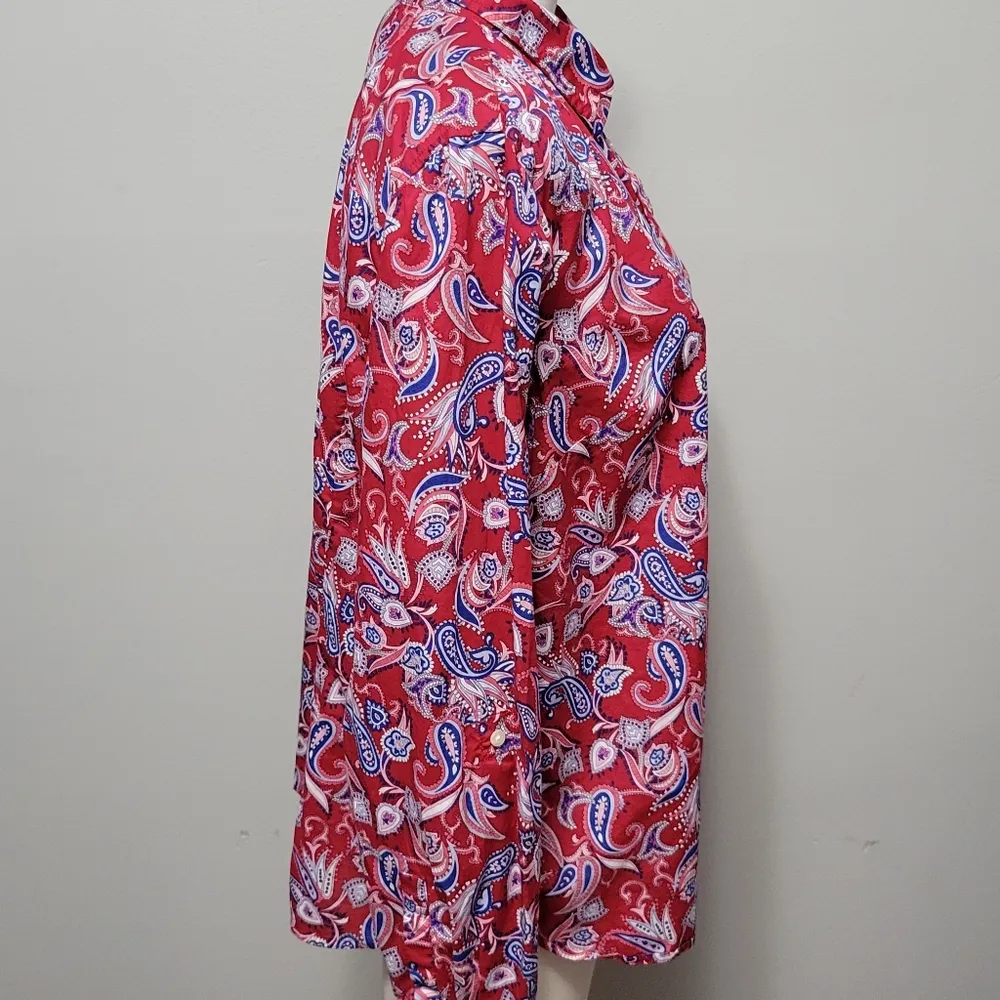 Talbots red paisley button down size large - Image 3