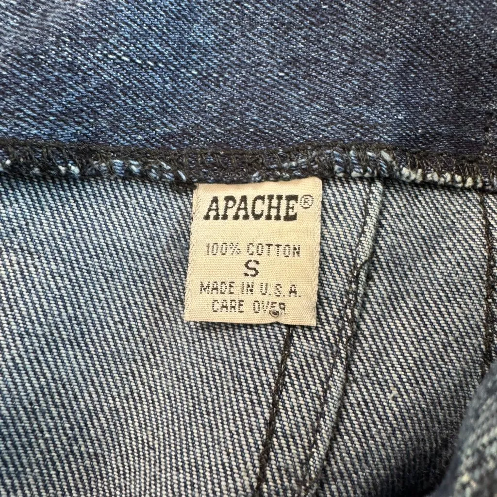 Vintage Apache Dark Wash Denim Wrap Skirt Made In USA H49 Blue - Image 5