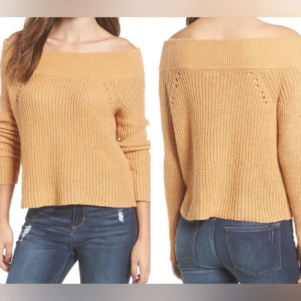 Women's Off-Shoulder Sweater - Tan - Image 2