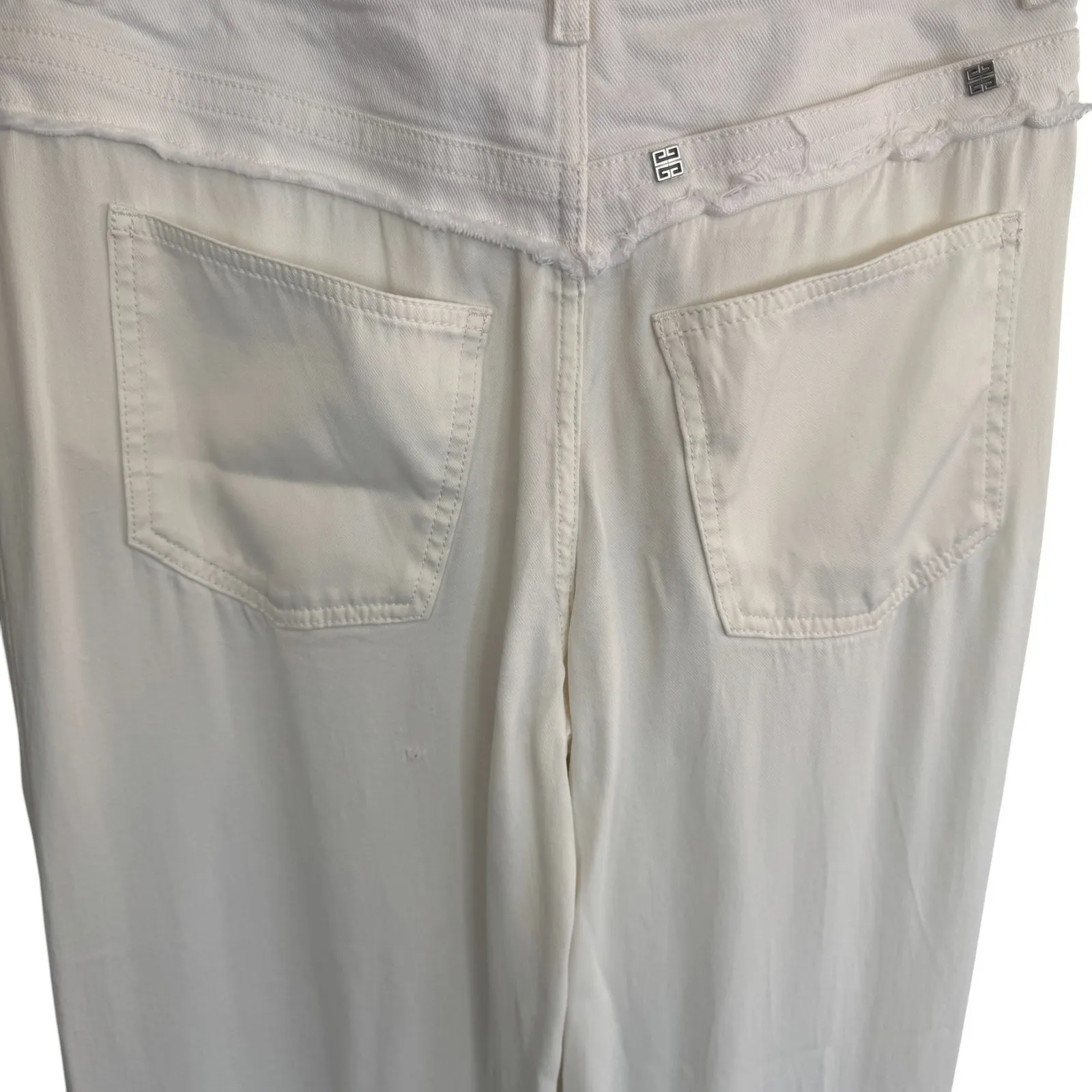 Givenchy Double Fabric Patchwork High-Waisted‎ Trousers Ivory White Size 29 - Image 7