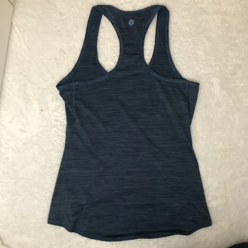 Athleta Blue Shadow Stripe Racerback Activewear Tank Top Size Extra Small - Image 9