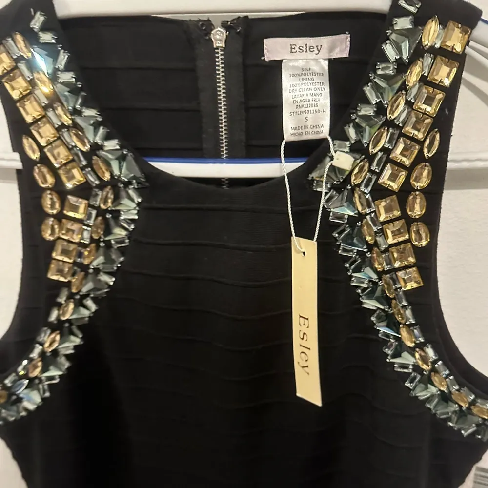 Easley black beaded dress women’s small NWT - Image 5