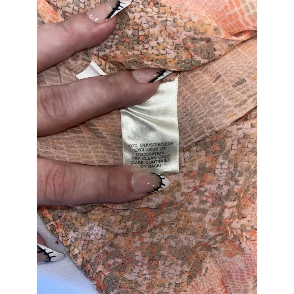 Long Sleeve Button Up 100% Silk Size 10 Susan Bristol Pink Pattern‎ Top Blouse - Image 4