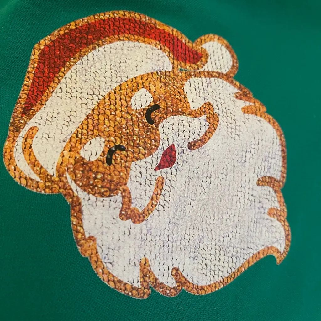 Boutique Holiday Santa Sweatshirt Green Size L - Image 5