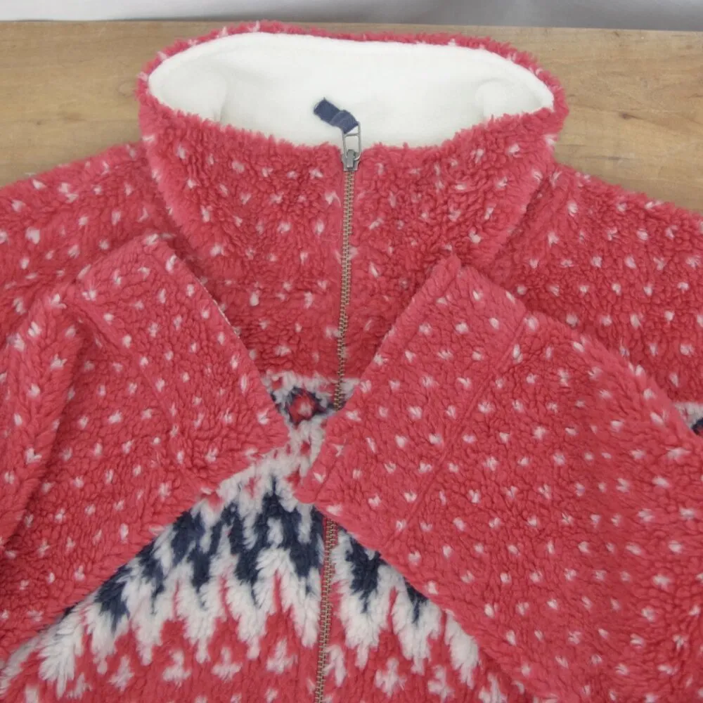 LL Bean Women's Signature Fleece Red Nordic Patterned Large - Image 3
