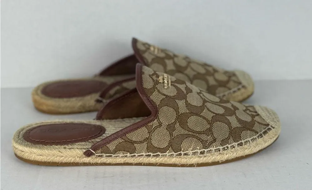Coach Signature Brown and Tan Espadrille Slip-Ons - Image 6