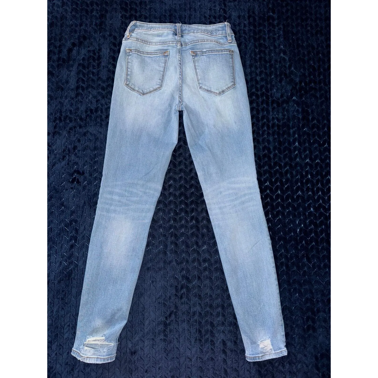 Vigoss‎ Marley Skinny Jeans Distressed Raw Hem Light Wash Denim Size 24 - Image 5