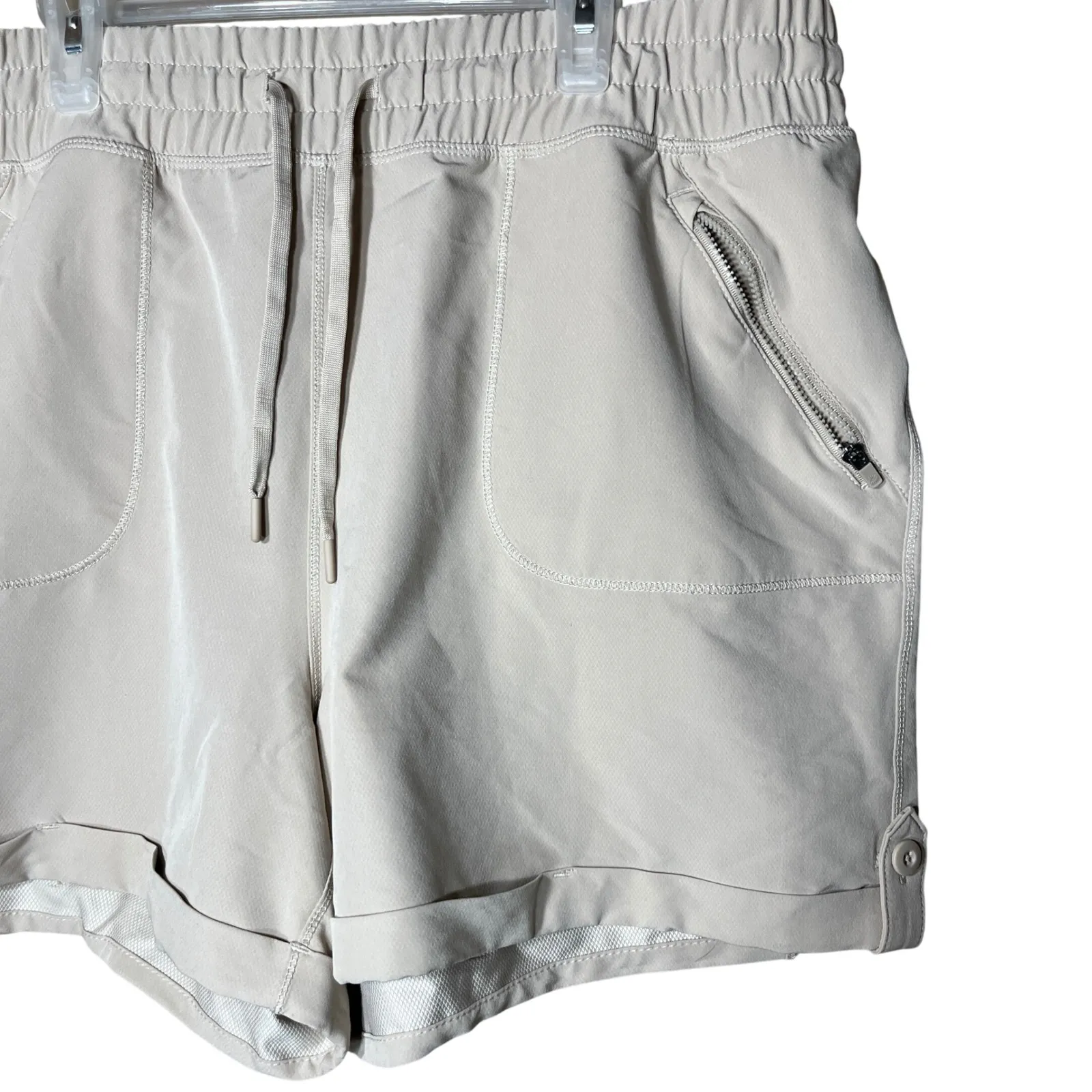 Tangerine Cream Drawstring Elastic Waist Zipper Pocket Athletic Shorts XXL - Image 2