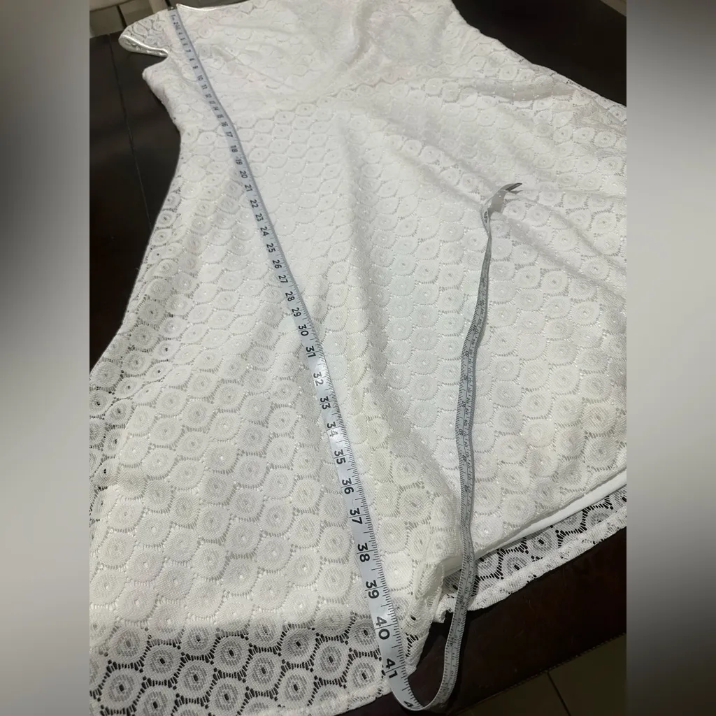 Evan Picone White Lace Dress Sz 14 Cap Sleeve Fit &. Flare Boho Beachy Church - Image 8