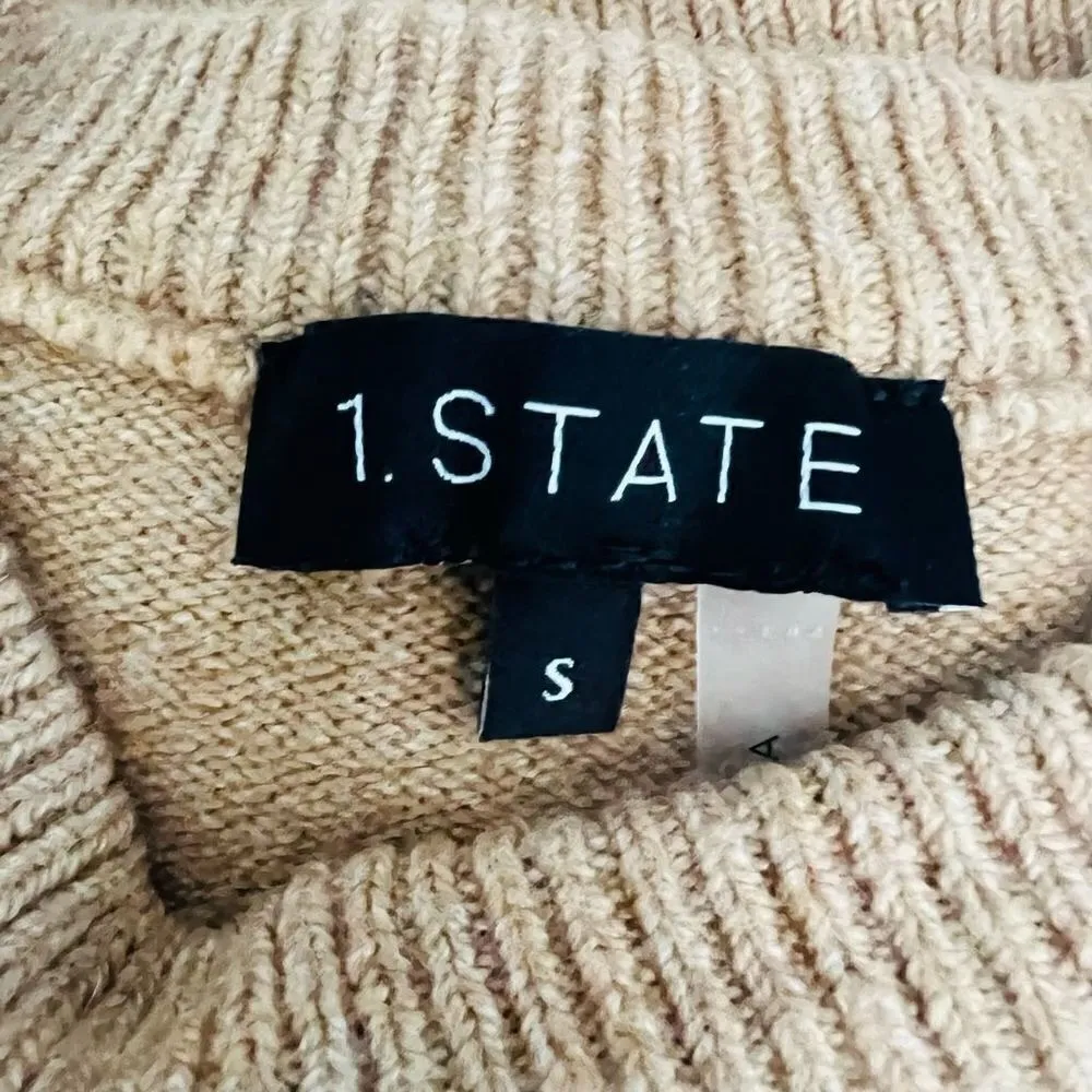 1.STATE Fringe Sleeve Sweater Top, Size Small (4-6), Tan, Wild Oak, Cozy, NWT - Image 8