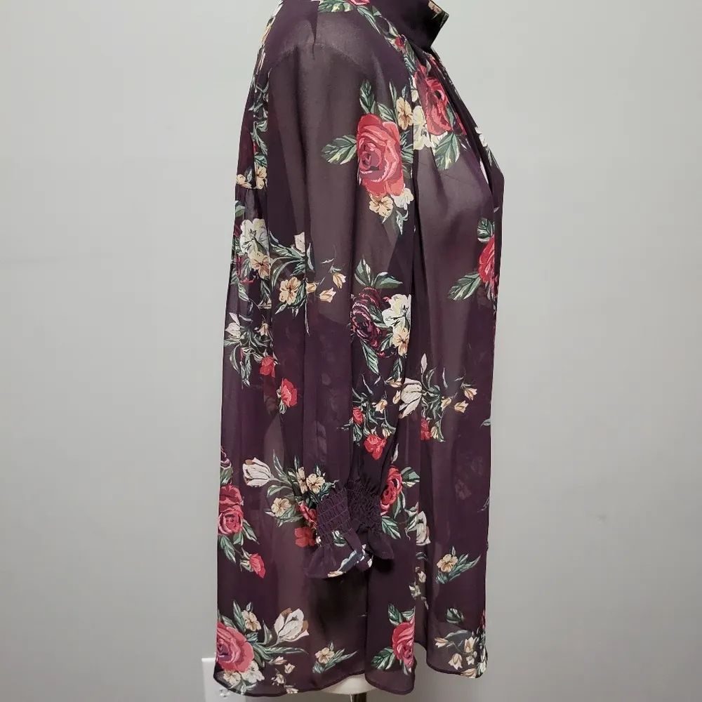 DR2 plum floral high neck neck blouse size 1x - Image 3