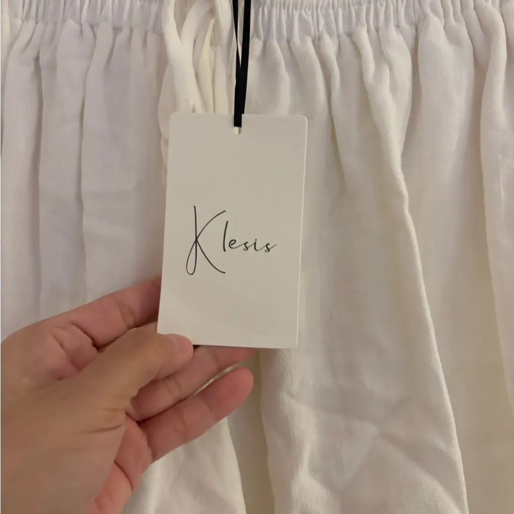 Klesis NWT White Flowy Shorts size M linen blend Size M - Image 4