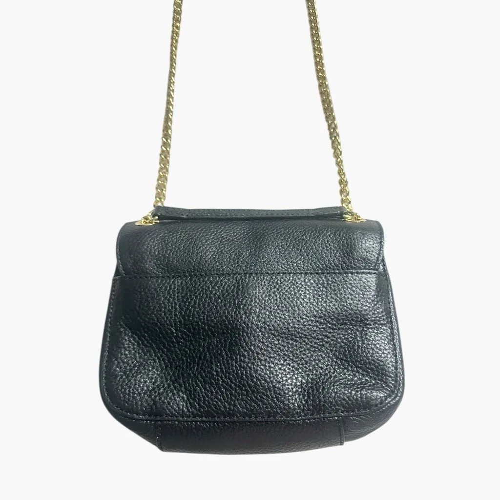 MICHAEL KORS Charlton Black Leather Gold Push Lock Crossbody Shoulder Bag Purse - Image 2