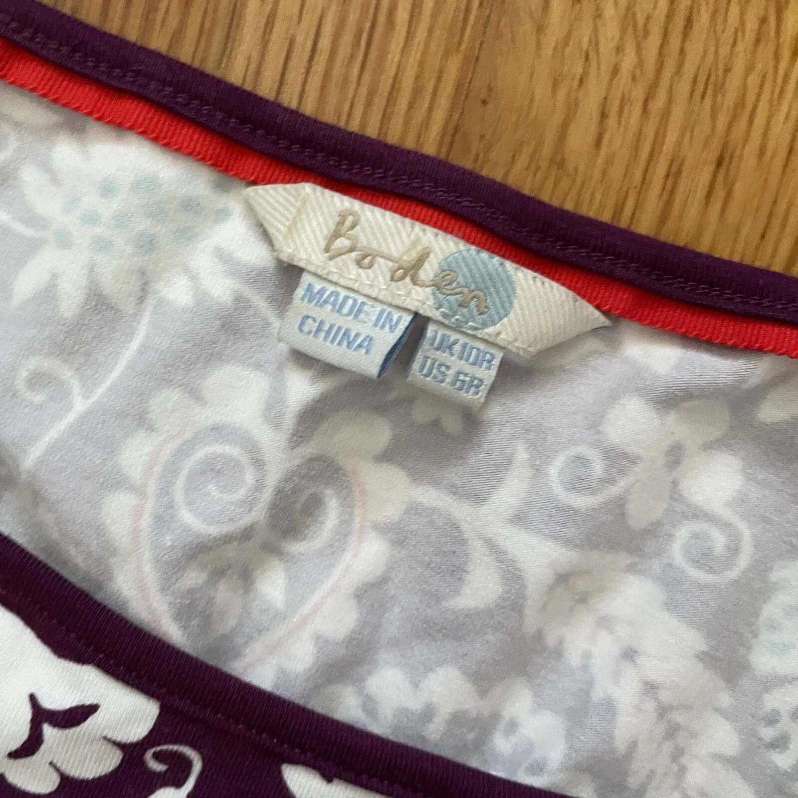 Boden Jessie Dress Jersey Knit Purple Paisley Stretch 3/4 Sleeves Size 6R - Image 3