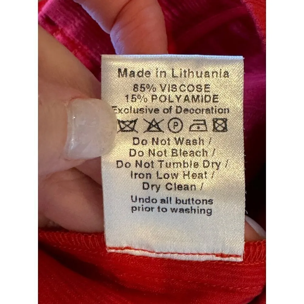 Palmer Harding Pants‎ Women 2 Red Crinkled Fabric Elastic Waist Silence Wide Leg - Image 11