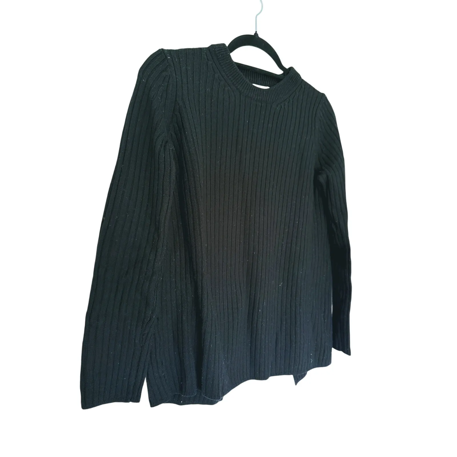 Rag & Bone Ribbed Open Back Wool Sweater Small Black Minimalist Quiet Luxury - Image 5