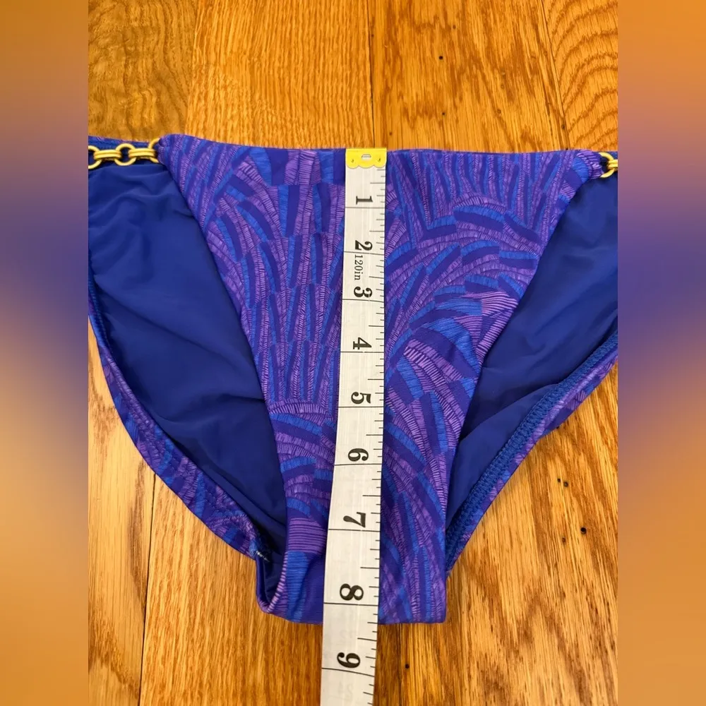 ViX Swimwear Paula Hermanny sz Large Leslie Allie Bikini Bottom blue and purple - Image 9