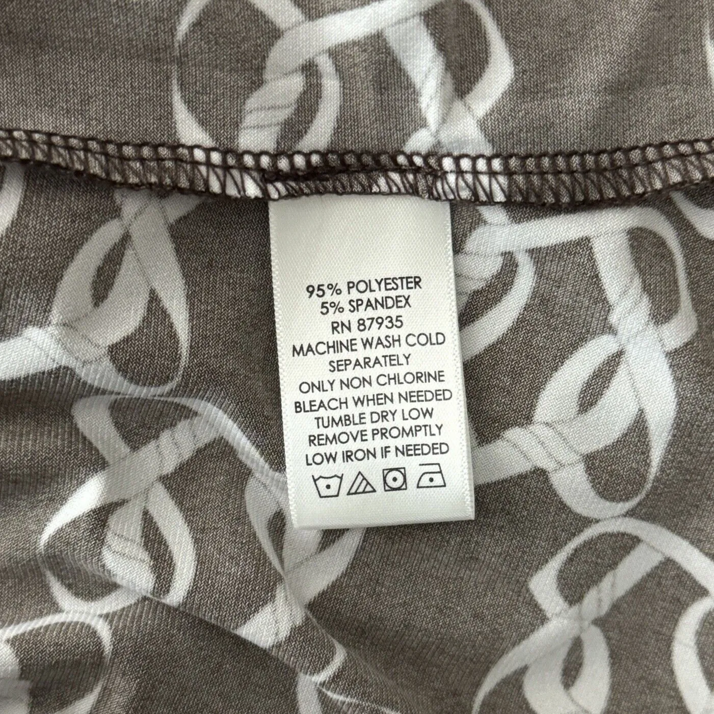 Susan Graver L Liquid Knit Brown White Chain Print Tunic Office Travel Career - Image 8