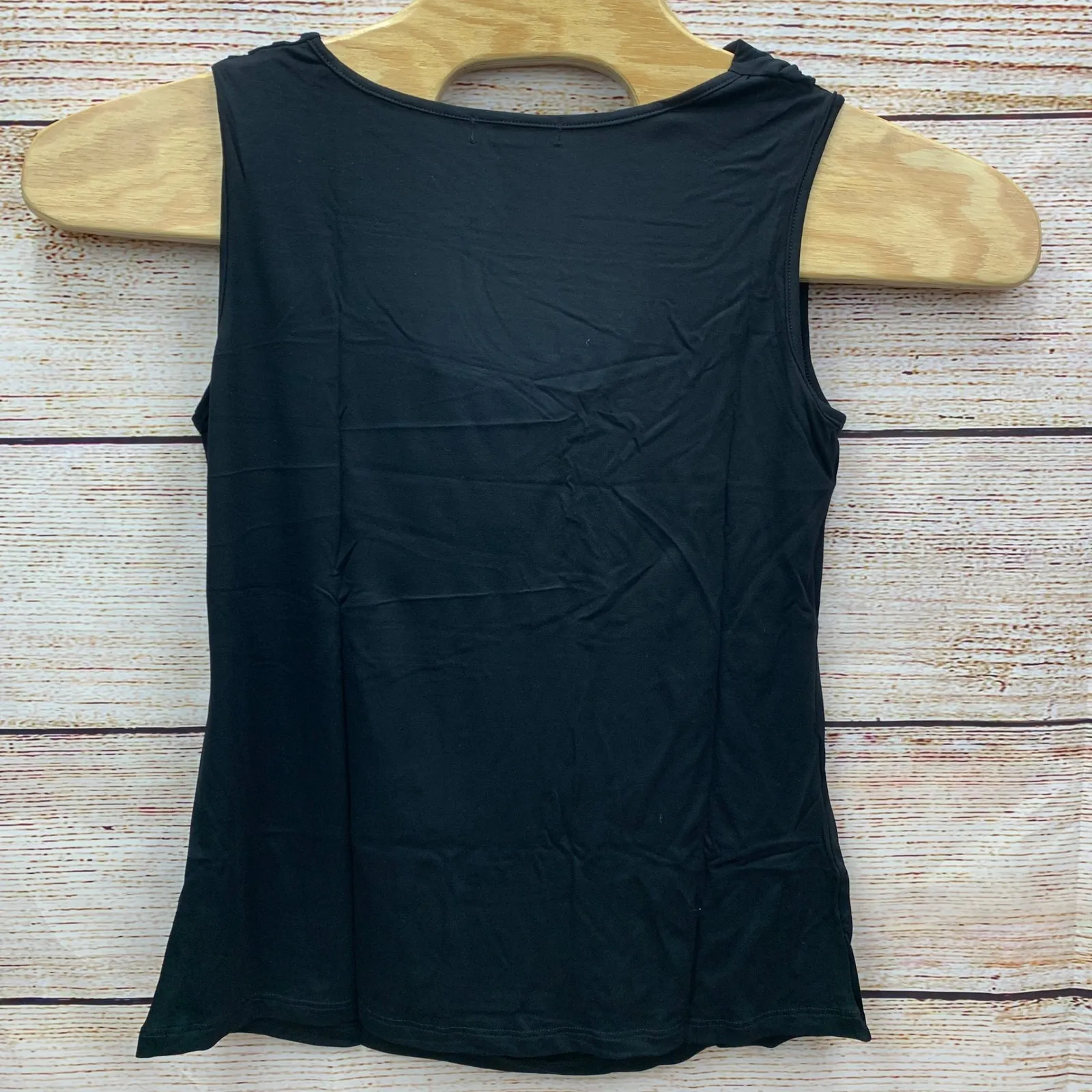 Amore All.F.Y Black Ruched Blouse‎ Stretch Tank Top Women's Large Made in USA - Image 2