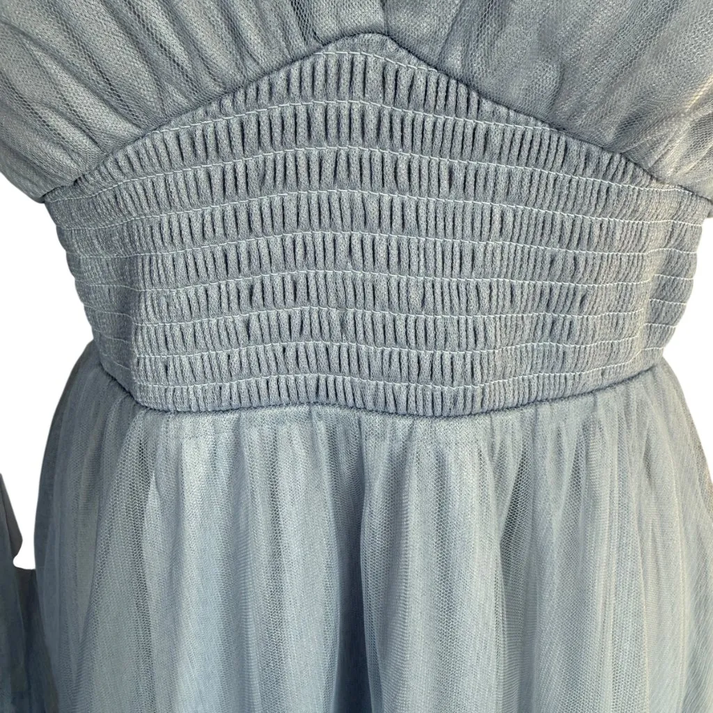 Baltic Born dusty blue v-neck long maxi dress with outer tulle large - Image 7