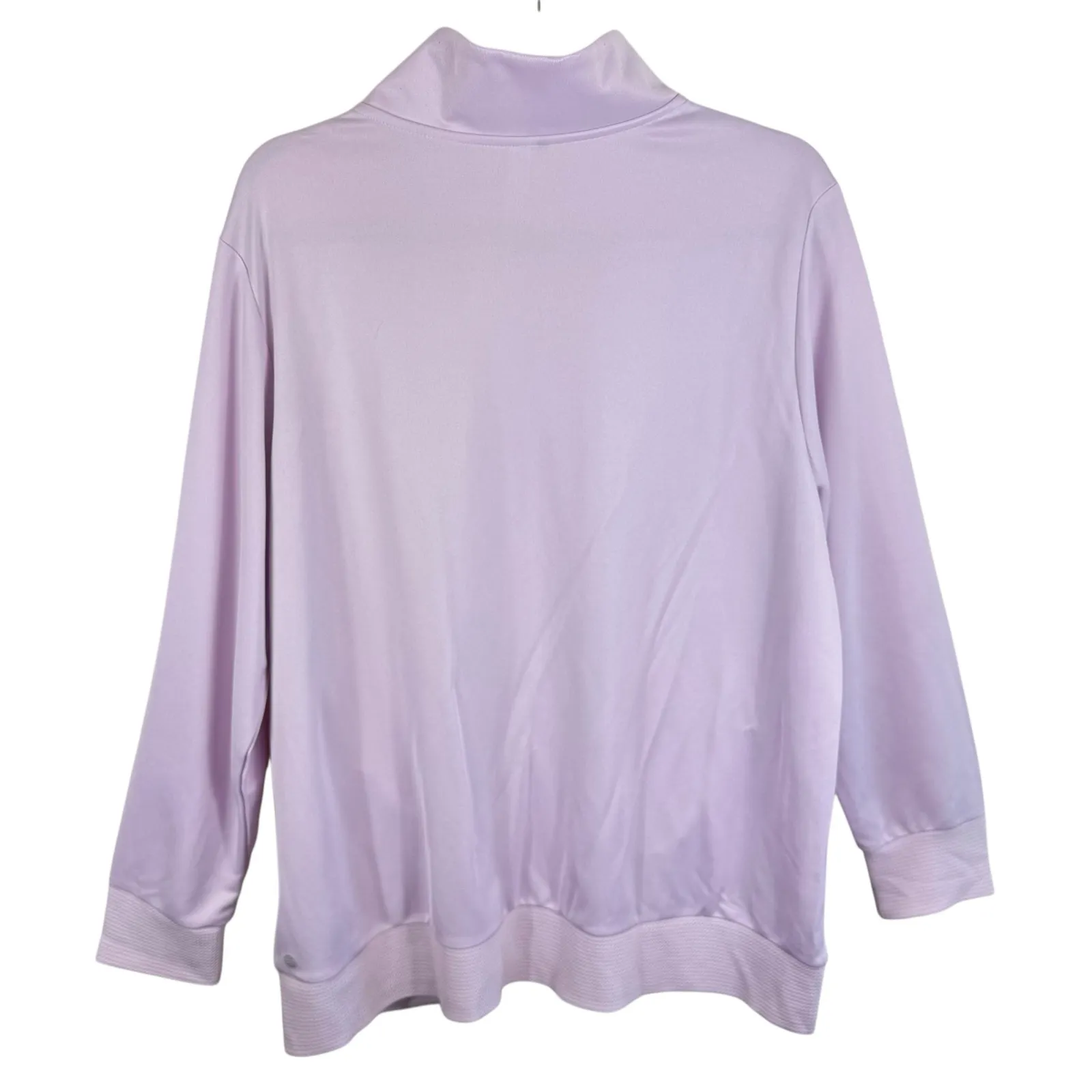 Adidas Light Pink Full Zip Lightweight Mock Neck Mesh Athletic Jacket Size 1X - Image 3