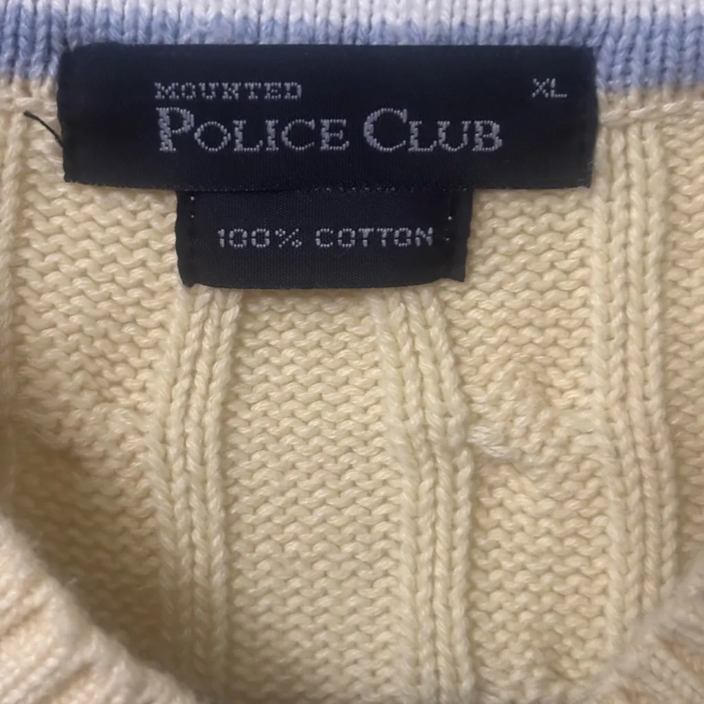 Mounted Police Club Cream and Blue women Sweater Size XL - Image 5