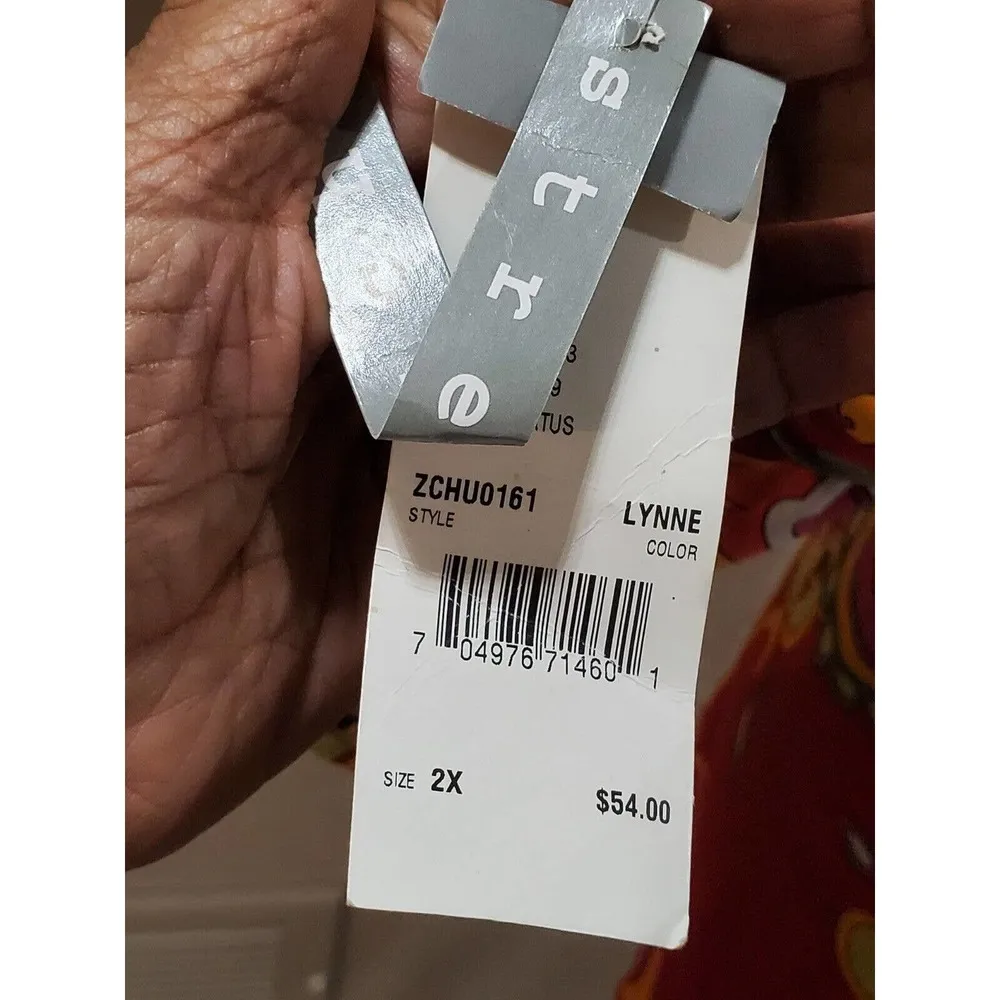 Ny Collection Women Floral Polyester Square Neck Long Sleeve Pullover Blouse 2X - Image 8