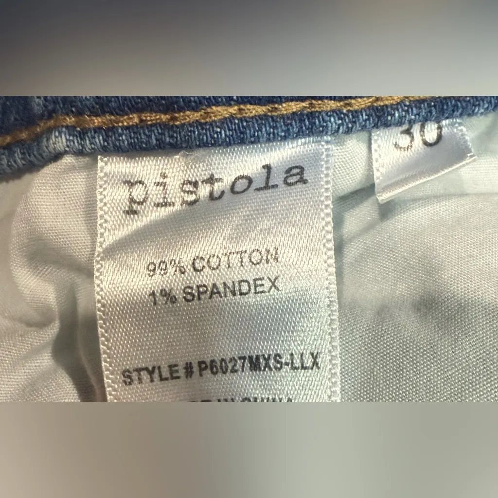 Pistola Nico Faux Pearl Embellished Distressed Skinny Raw Hem Jeans In La Lux 30 - Image 9