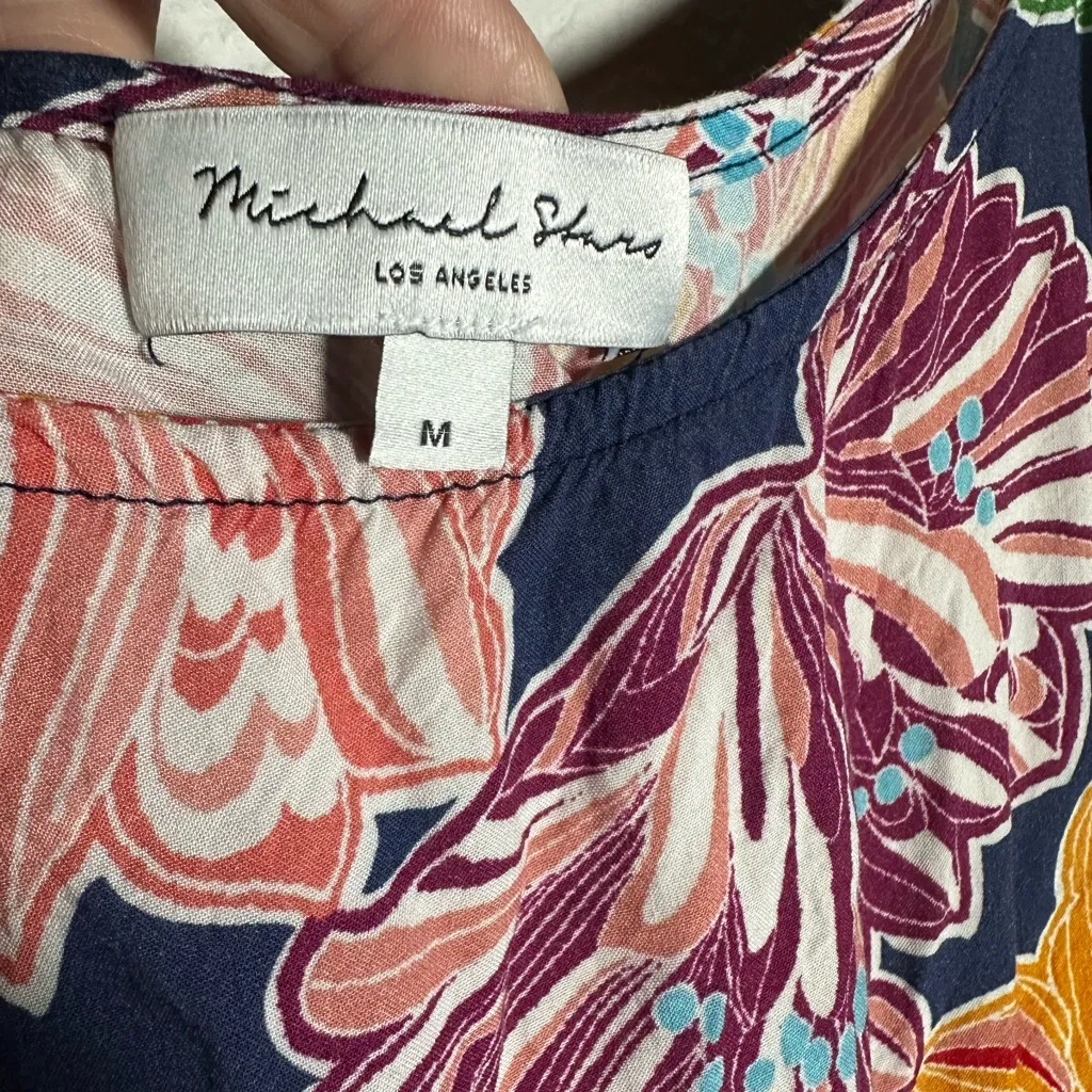 Michael Stars Athena Floral Maxi Dress Rayon Sundress Hawaiian Vacation Cruise - Image 5