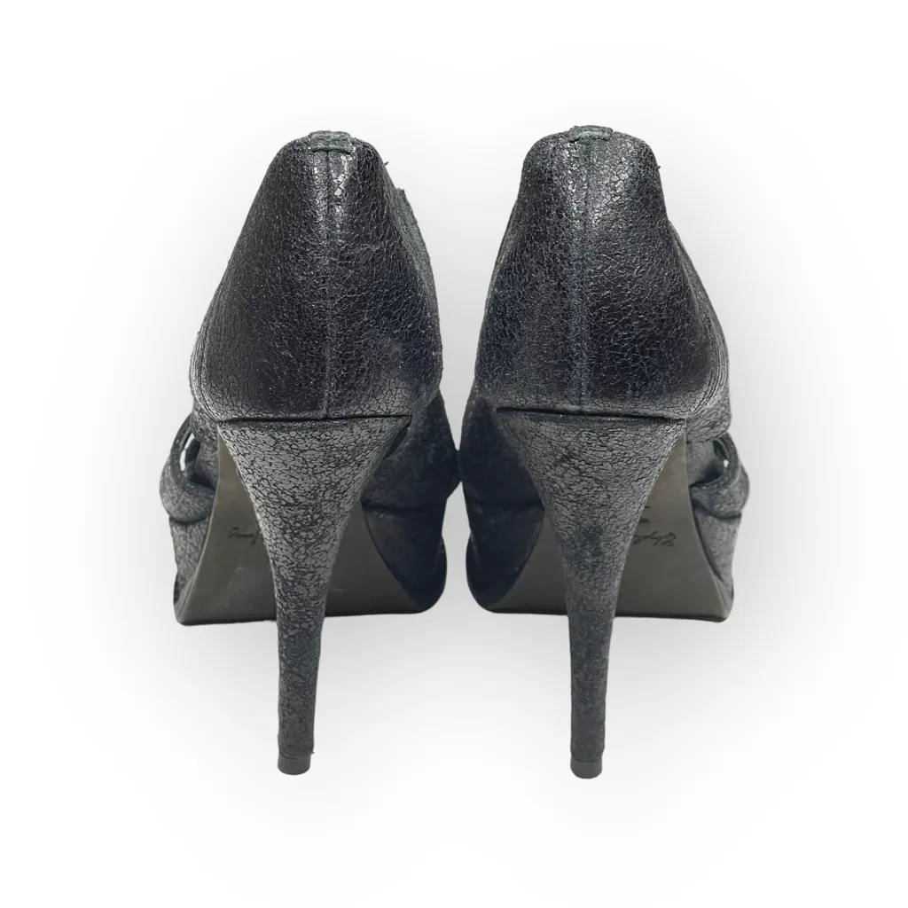 Elizabeth and James 𒀭 Milla Platform Stiletto Heel Sandal 𒀭 Black Sheen 𒀭7.5M - Image 4