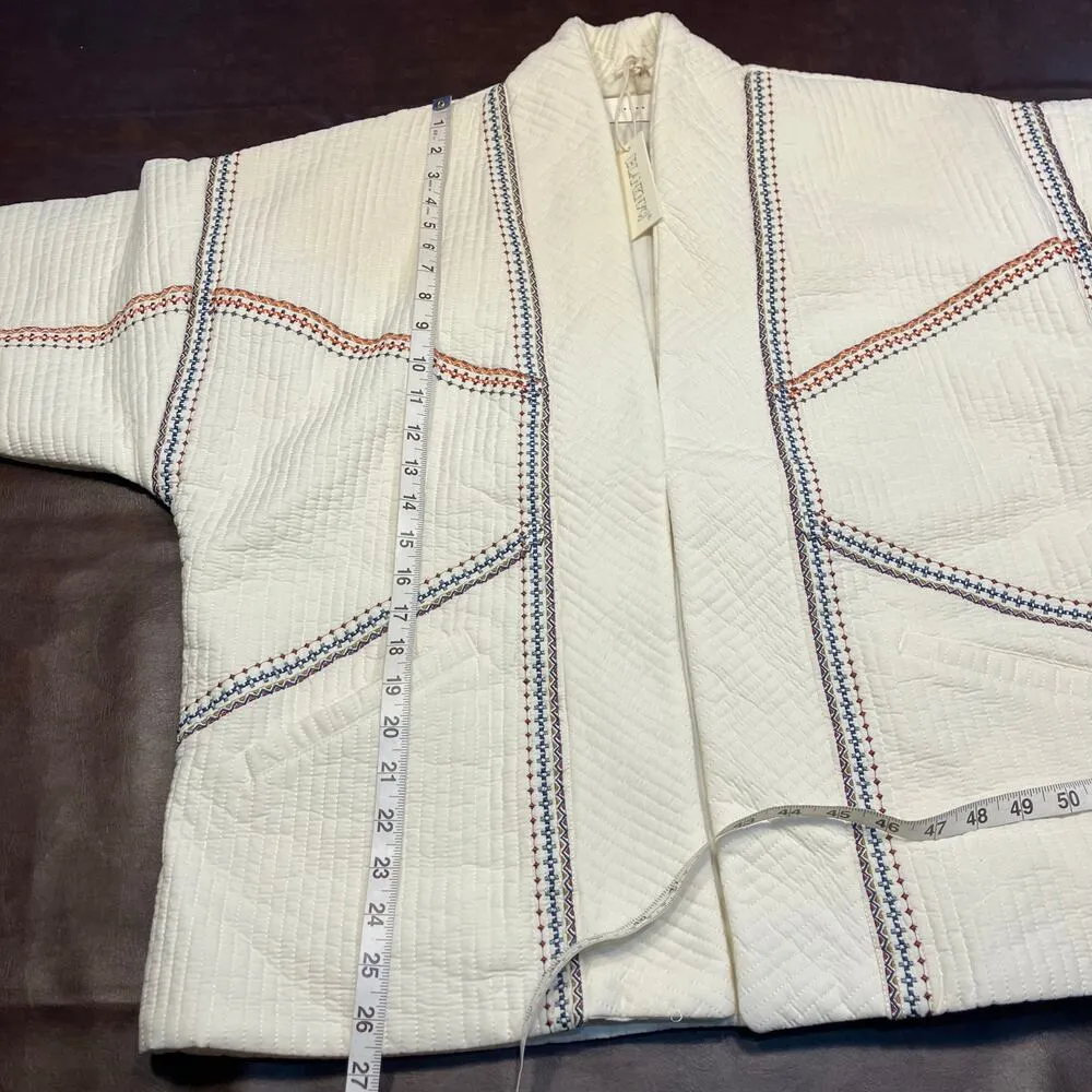 New Blank NYC Quilted Embroidered Kimono Jacket Luxury Womens Medium Cotton - Image 14