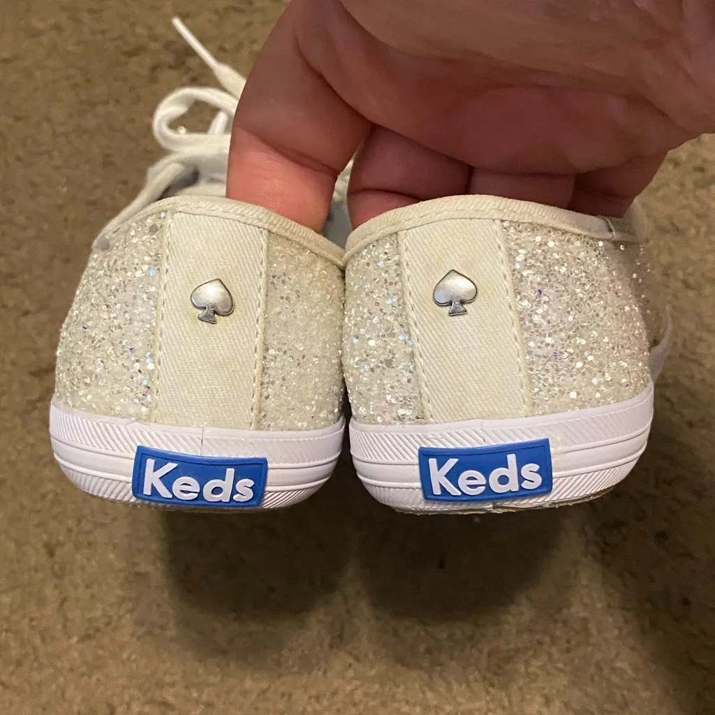 Keds x Kate Spade New York Champion Womens Ivory Glitter Sneakers WF57835 Size 6 - Image 4
