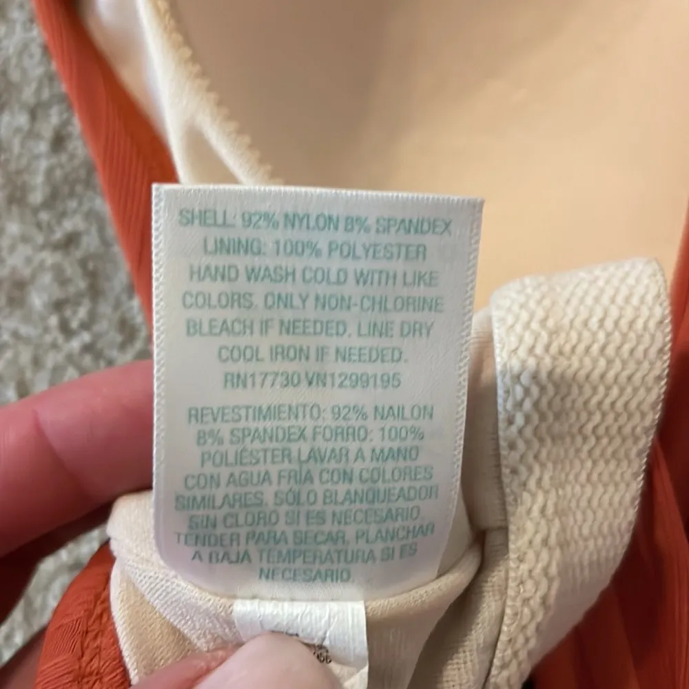 Kona Sol Apricot Orange Ribbed Criss Cross Back One Piece Bathing Suit - Image 8