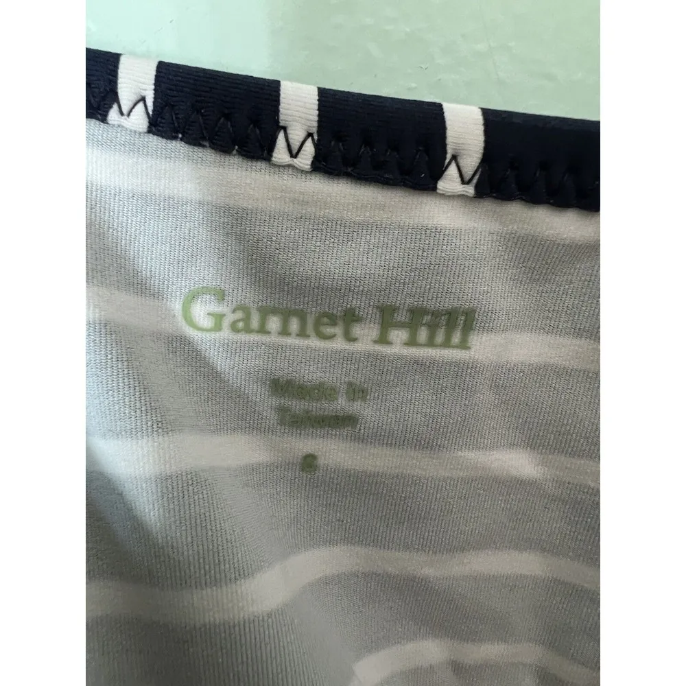 Garnet Hill Surplice Wrap One Piece Striped Swim Dress 6 Blue White - Image 5