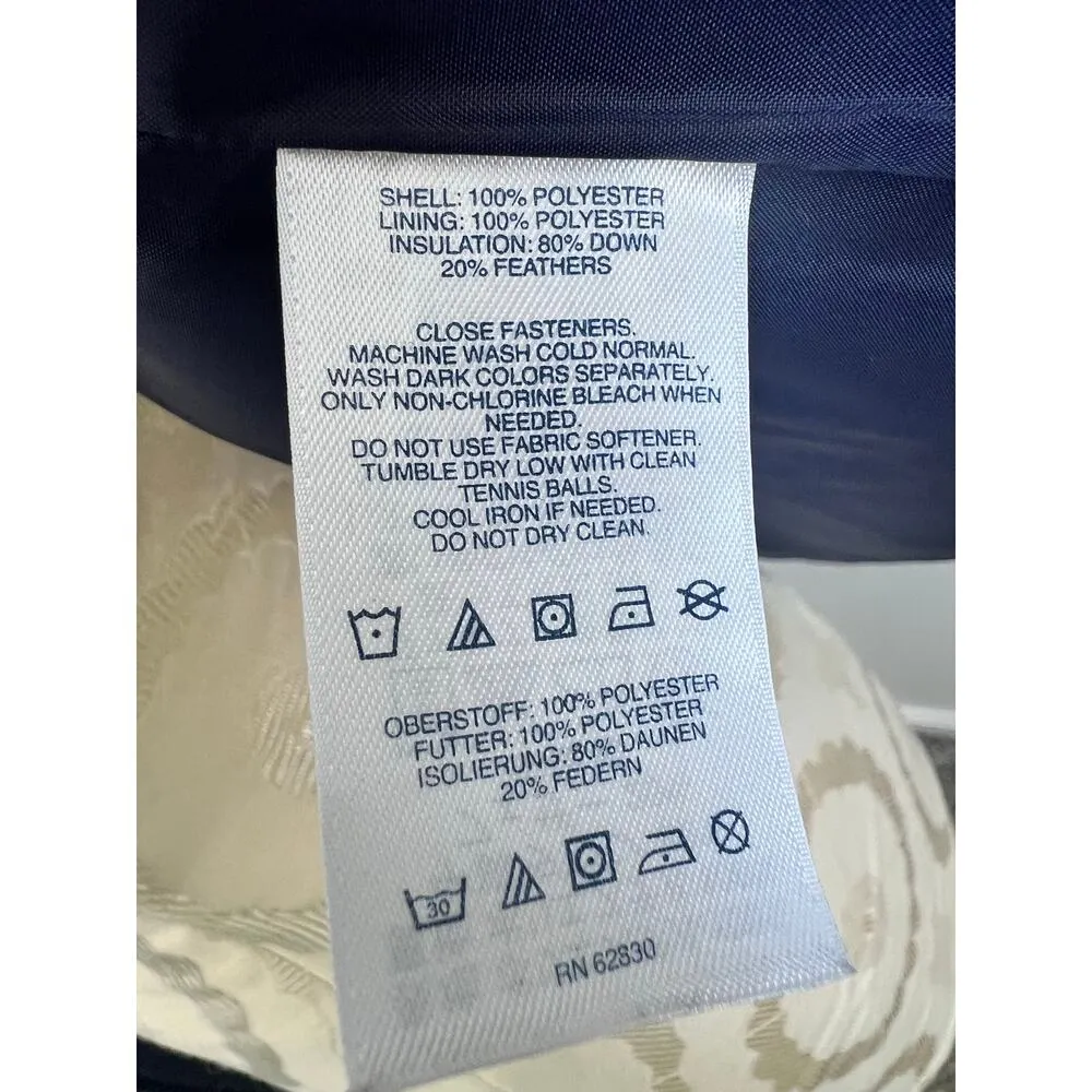 Lands End Down Feather Quilted Floral Full Zip Puffer Vest Medium Blue - Image 8