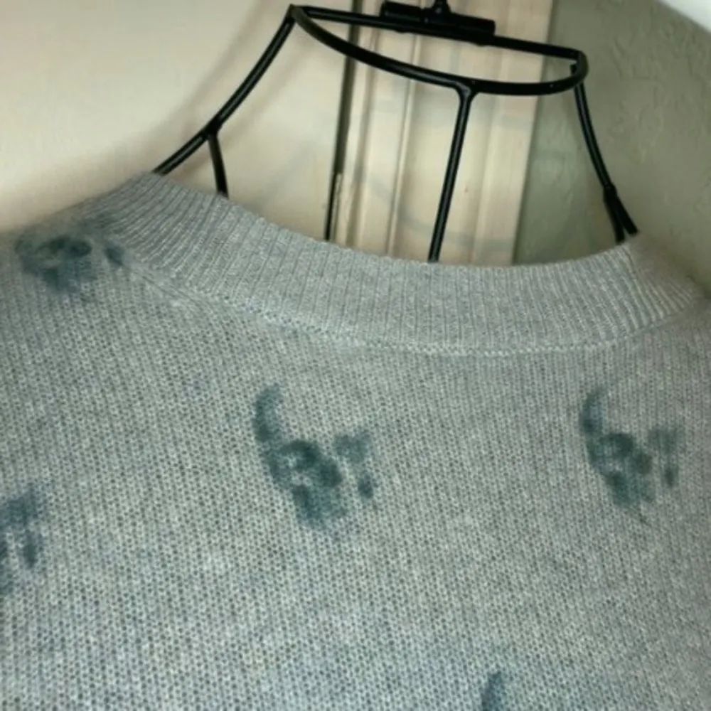 Indie Skull Print Sweater Teal S - Image 3