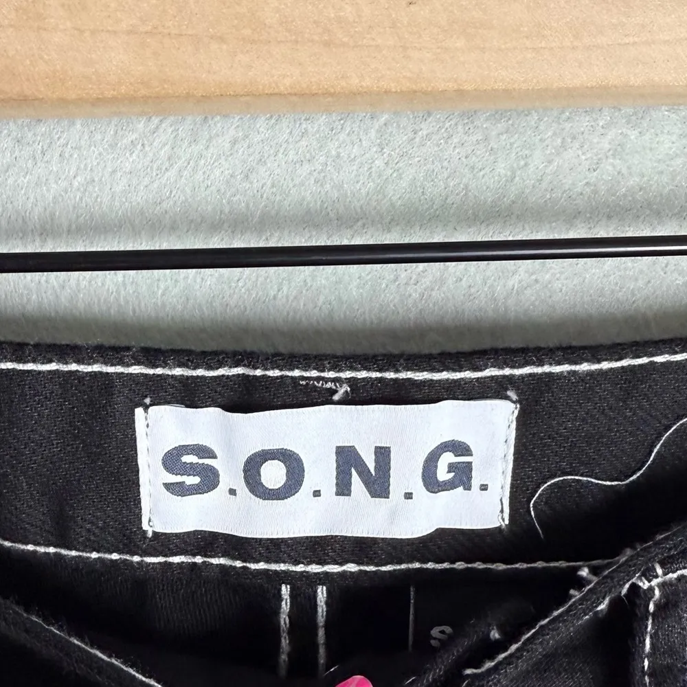 S.O.N.G. Women’s High Rise Carpenter 90’s Boyfriend Cut Pants Black size 7/28 - Image 9