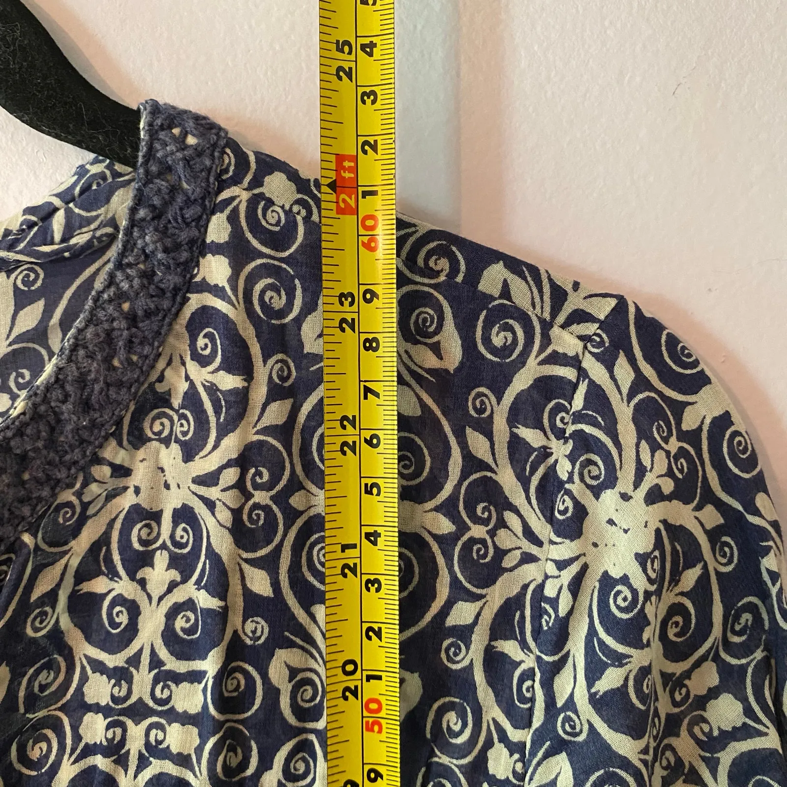 Maeve Anthropologie Abella Blue White Boho Flowy Blouse Cotton Women's size 2 - Image 8