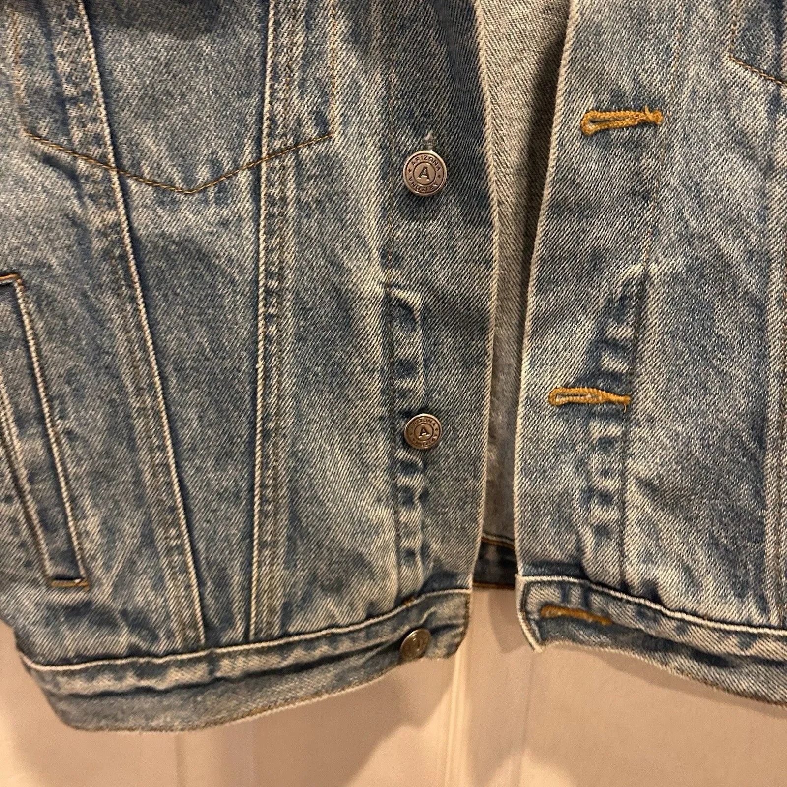 Arizona Jean Company‎ Denim Jacket Trucker Cowboy Medium Distressed Vintage 90s Blue - Image 6