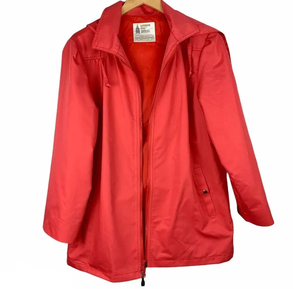 Vintage London Fog Coral Red Zip Up Jacket - Image 3