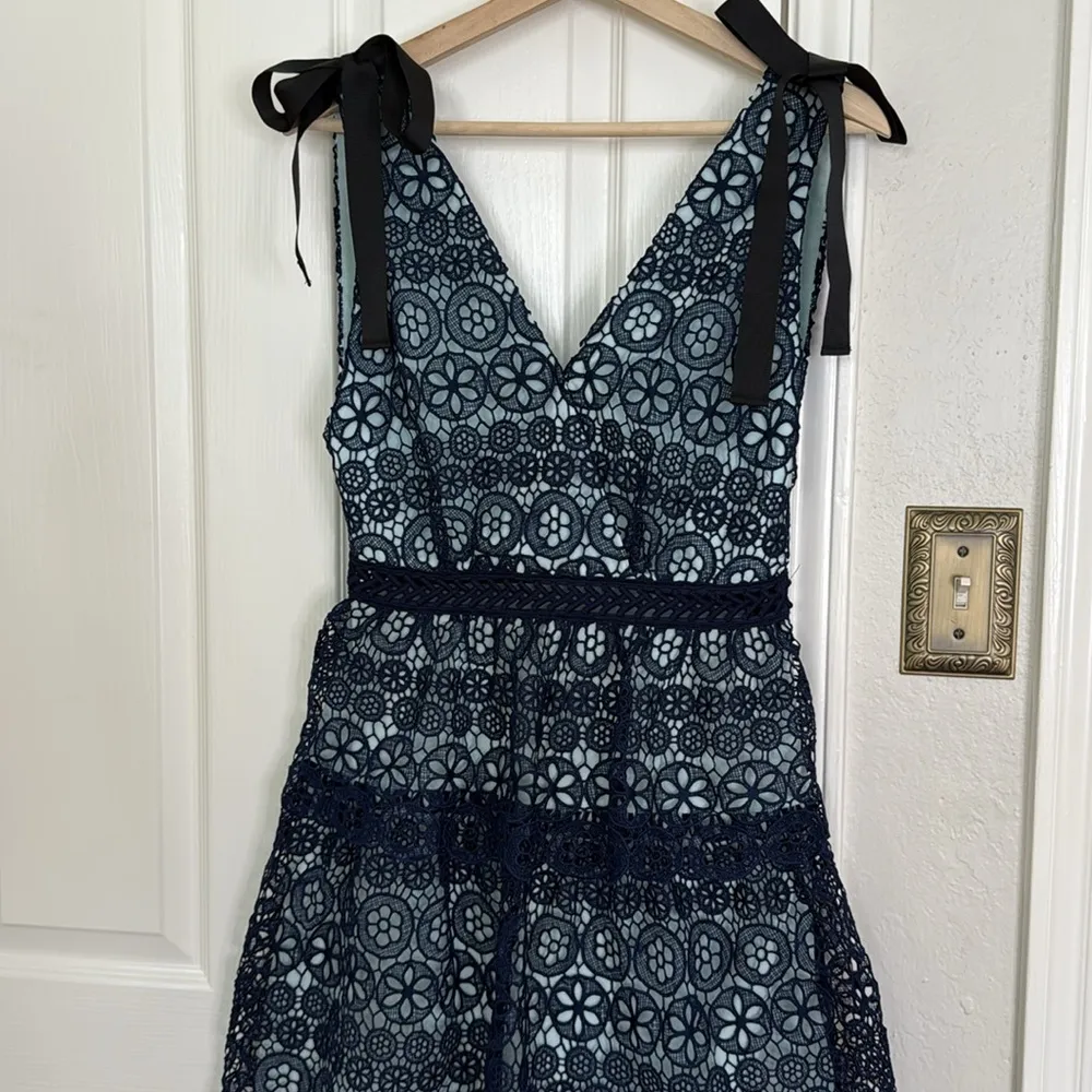 Self Portrait guipure lace mini dress Blue Size 4 - Image 6