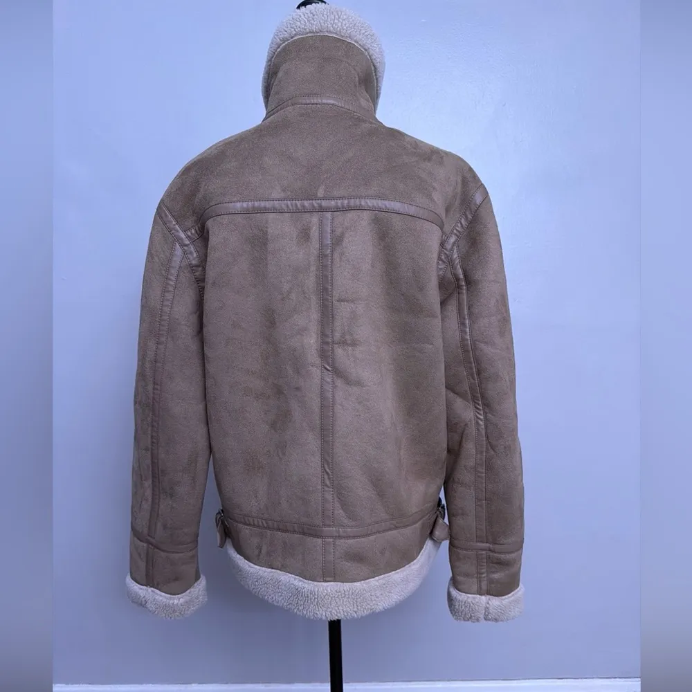 Zara Suede Moto Jacket Faux Fur Lined Medium M Women’s Biker - Image 7