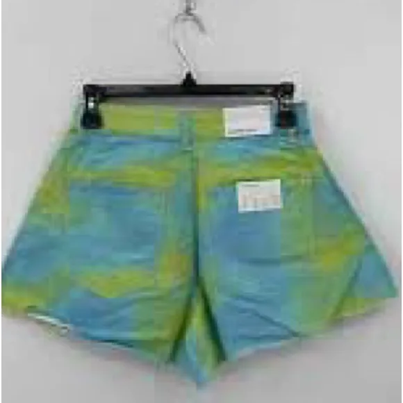 WeWoreWhat High Waist Denim Flare Bell Shorts Bright Tie-Dye Shorts NWT 26 - Image 7