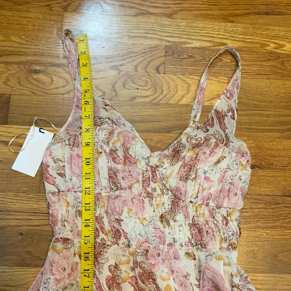 Floret Studios Women XS Taupe Mauve Cottage Fairy Floral Long Dress Romantic New Pink - Image 4