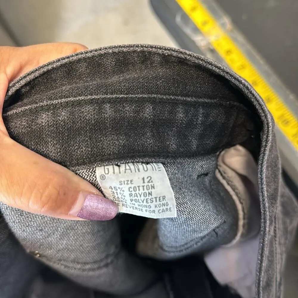 Vintage Gitano high waisted balloon tapered black gray jean 80s size 12 - Image 8