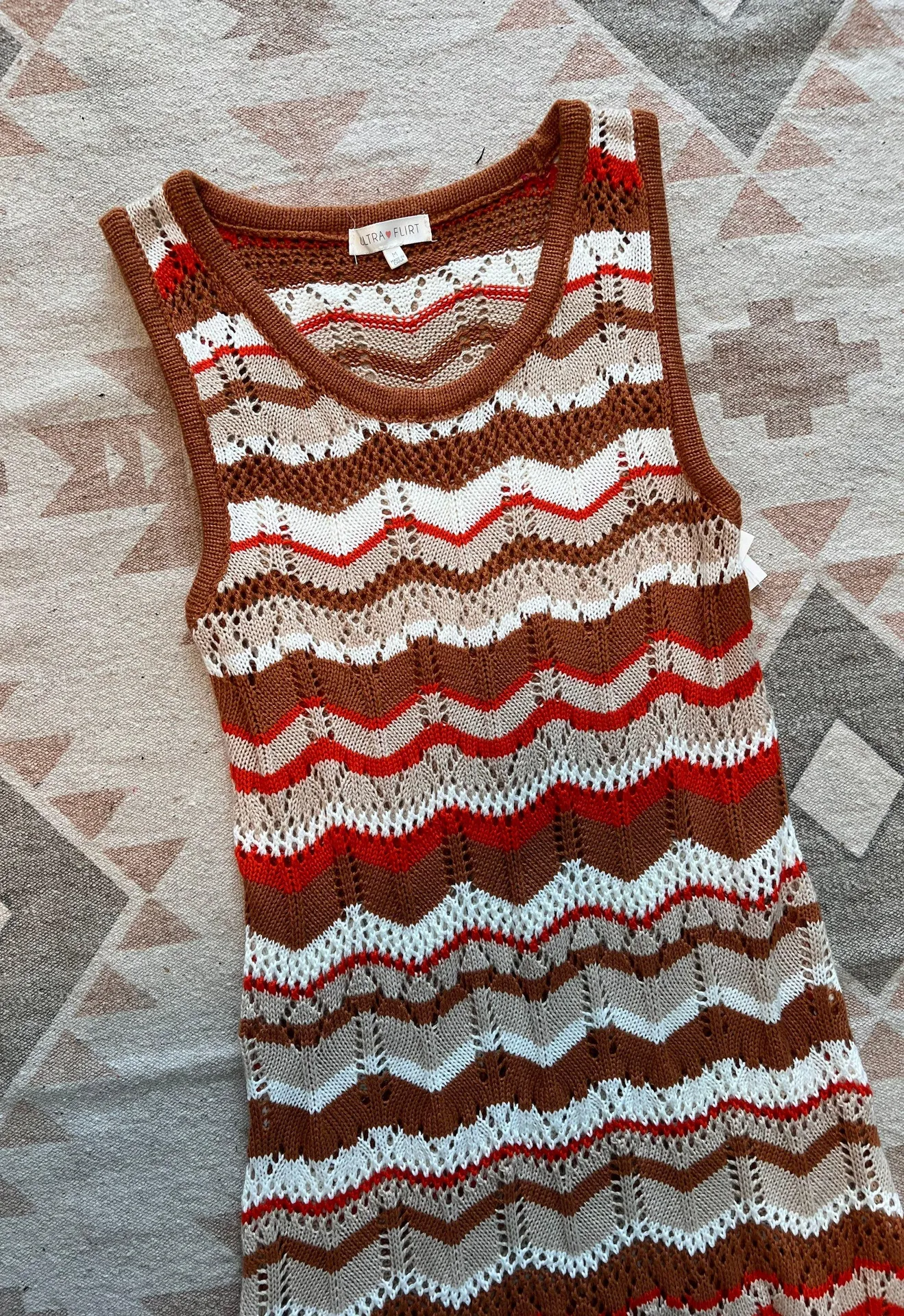 Boho Style Knit Dress Swim Suit Cover Size M - Image 2